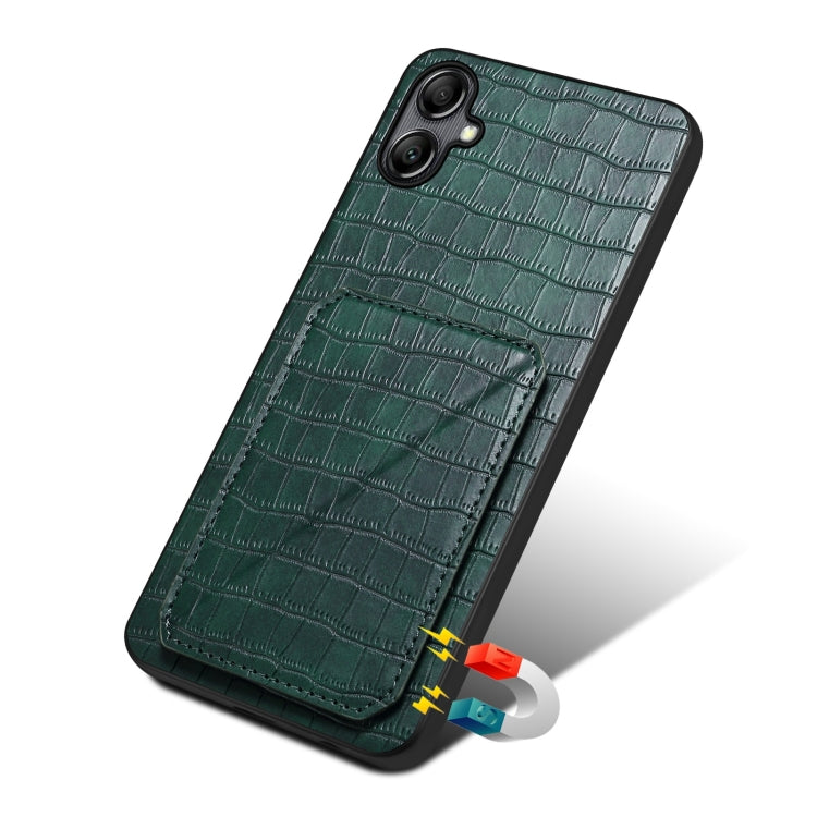For Samsung Galaxy S24+ 5G Denior Imitation Crocodile Leather Back Phone Case with Holder(Green) - Galaxy S24+ 5G Cases by Denior | Online Shopping South Africa | PMC TechLife