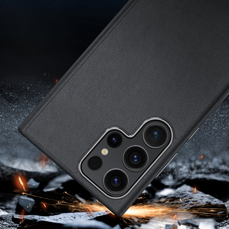 For Samsung Galaxy S24 Ultra 5G Magsafe Magnetic Plain Leather Phone Case(Black) - Galaxy S24 Ultra 5G Cases by PMC TechLife | Online Shopping South Africa | PMC TechLife | Buy Now Pay Later Mobicred