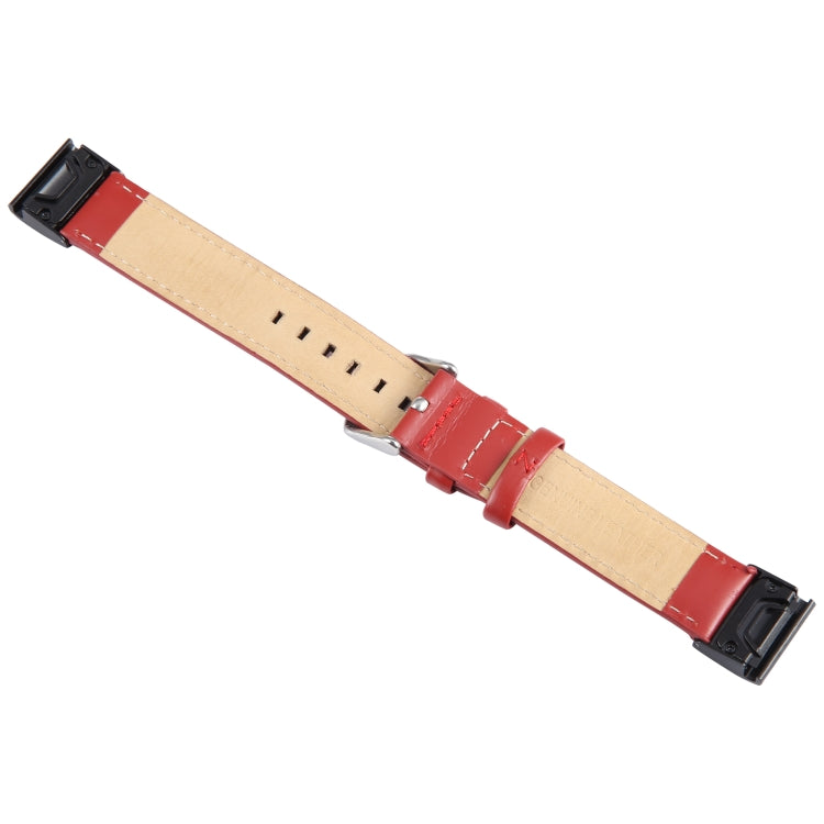 Compatible with Garmin Fenix 7 22mm Plain Weave Genuine Leather Watch Band(Red) - free shipping - PMC TechLife - Order now!