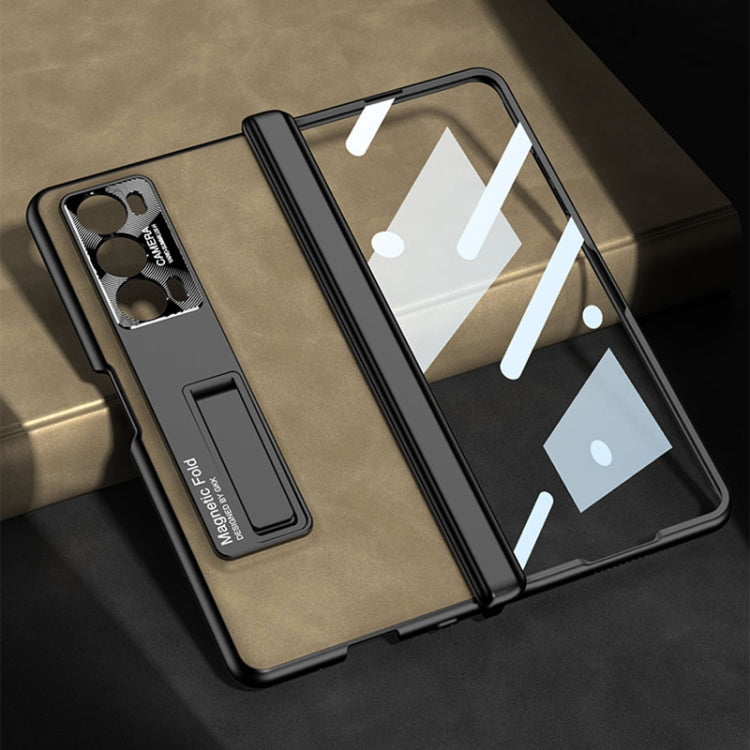 For Honor Magic V2 GKK Integrated Frosted Fold Hinge Leather Phone Case with Holder(Grey) - free shipping - PMC TechLife - Order now!
