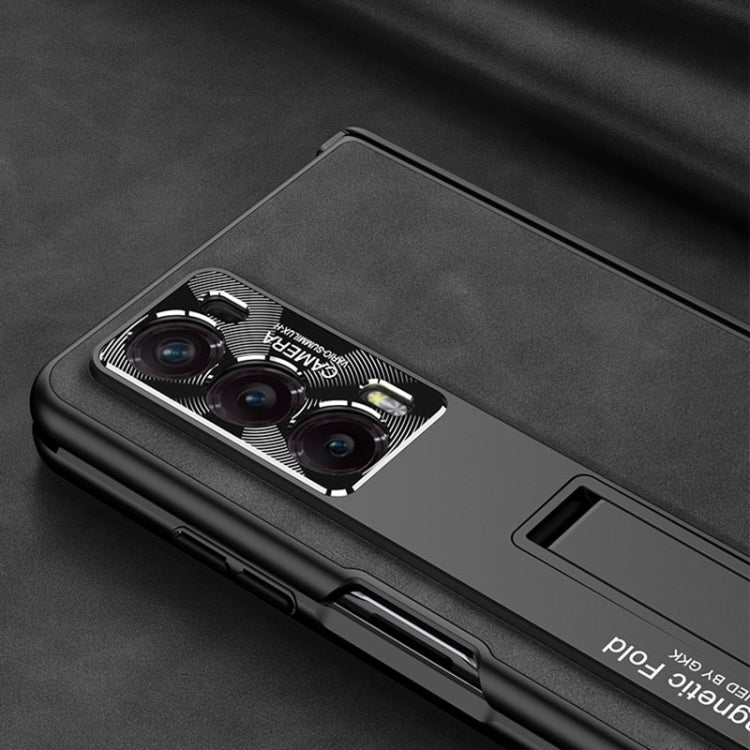 For Honor Magic V2 GKK Integrated Frosted Fold Hinge Leather Phone Case with Holder(Grey) - free shipping - PMC TechLife - Order now!