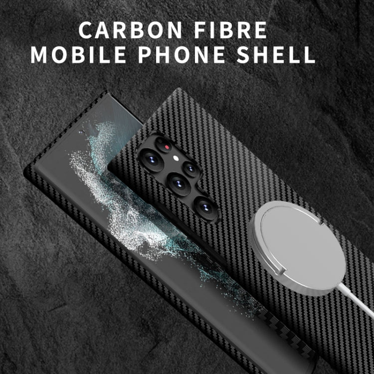 For Samsung Galaxy S24 5G Carbon Fiber Texture MagSafe Magnetic Phone Case(Black Silver) - Galaxy S24 5G Cases by PMC Jewellery | Online Shopping South Africa | PMC Jewellery