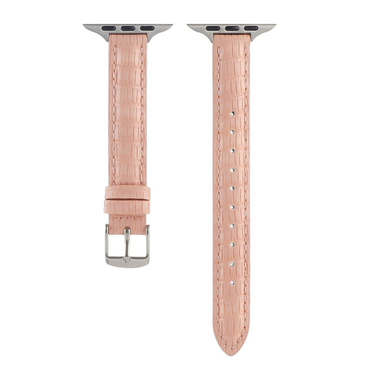 For Apple Watch Series 8 45mm Slim Crocodile Leather Watch Band(Pink) - free shipping - PMC TechLife - Order now!