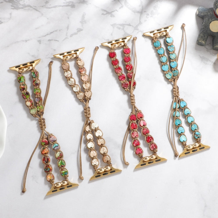 For Apple Watch Series 2 38mm Heart Stones Drawstring Chain Watch Band(Colorful) - free shipping - PMC TechLife - Order now!