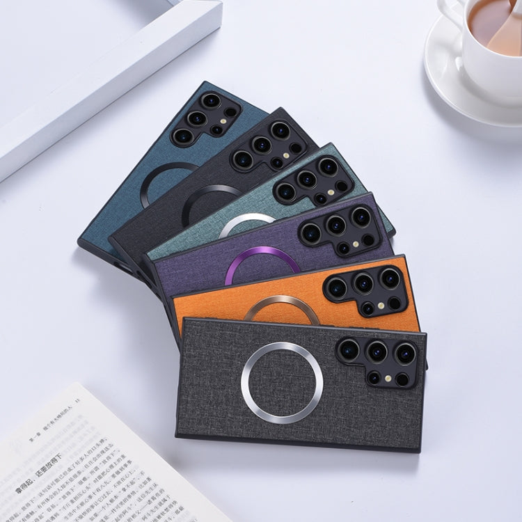For Samsung Galaxy S24 Ultra 5G Magsafe Magnetic Ring Cloth Texture Phone Case(Grey) - Galaxy S24 Ultra 5G Cases by PMC TechLife | Online Shopping South Africa | PMC TechLife