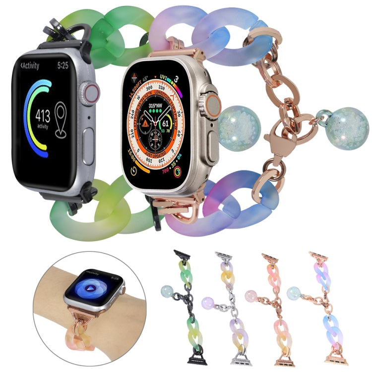 For Apple Watch 42mm Gradient Resin Chain Watch Band(Green) - Watch Bands by PMC TechLife | Online Shopping South Africa | PMC TechLife | Buy Now Pay Later Mobicred