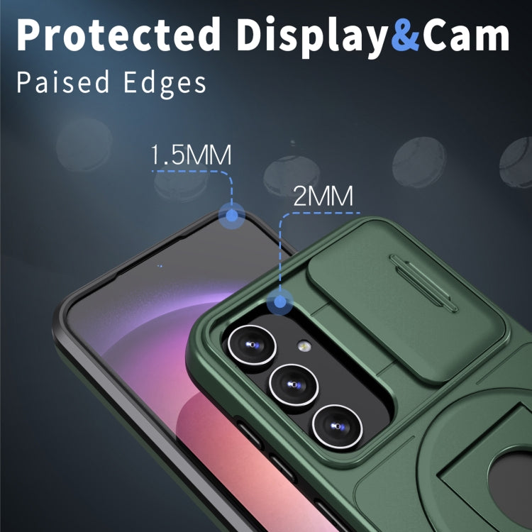For Samsung Galaxy S23 5G Camshield MagSafe Ring Holder Armor Phone Case(Deep Green) - Galaxy S23 5G Cases by PMC TechLife | Online Shopping South Africa | PMC TechLife