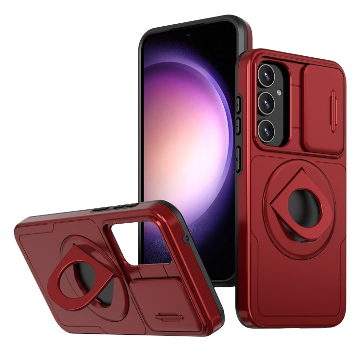 For Samsung Galaxy S23 5G Camshield MagSafe Ring Holder Armor Phone Case(Red) - Galaxy S23 5G Cases by PMC TechLife | Online Shopping South Africa | PMC TechLife