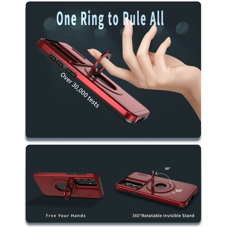 For Samsung Galaxy S22+ 5G Camshield MagSafe Ring Holder Armor Phone Case(Red) - Galaxy S22+ 5G Cases by PMC TechLife | Online Shopping South Africa | PMC TechLife | Buy Now Pay Later Mobicred