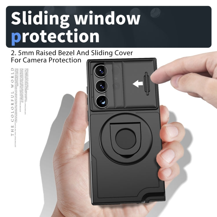 For Samsung Galaxy S22 Ultra 5G Camshield MagSafe Ring Holder Armor Phone Case(Black) - free shipping - PMC TechLife - Order now!