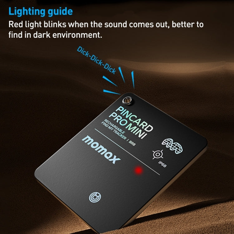 MOMAX PINCARD BR8 Card Wireless Charging Positioning Anti-lost Device(Black) - Anti-lost Alarm by MOMAX | Online Shopping South Africa | PMC Jewellery | Buy Now Pay Later Mobicred