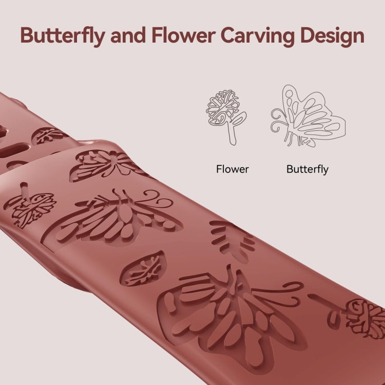 For Apple Watch SE 40mm Butterfly Flower Embossed Silicone Watch Band(Brick Red) - Watch Bands by PMC TechLife | Online Shopping South Africa | PMC TechLife