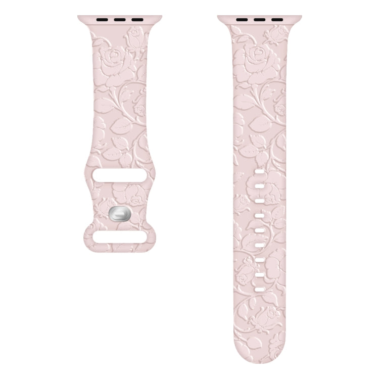 For Apple Watch Series 4 40mm Rose Embossed Silicone Watch Band(Pink) - Watch Bands by PMC TechLife | Online Shopping South Africa | PMC TechLife