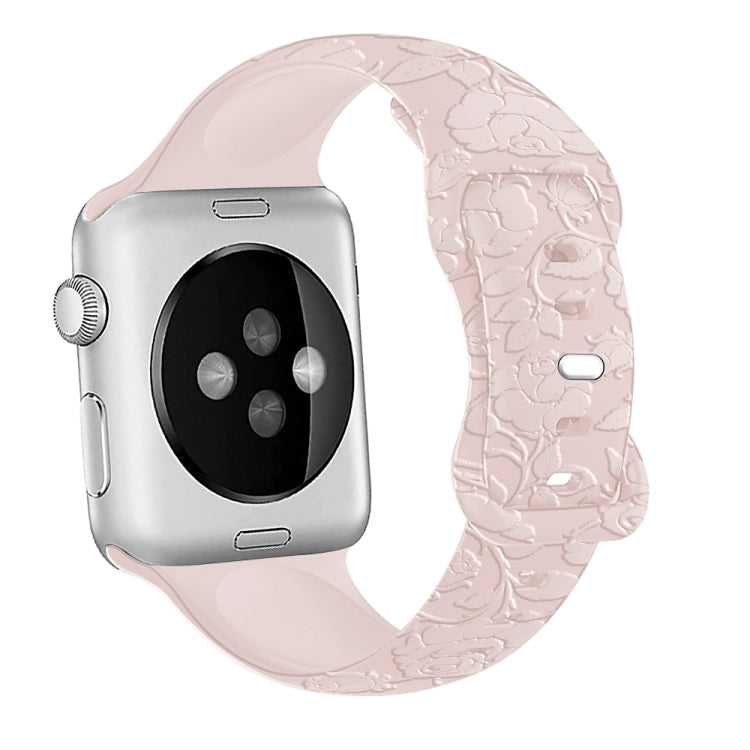 For Apple Watch Series 2 38mm Rose Embossed Silicone Watch Band(Pink) - Watch Bands by PMC TechLife | Online Shopping South Africa | PMC TechLife