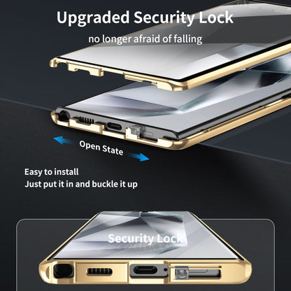 For Samsung Galaxy S24 Ultra 5G MagSafe Magnetic HD Frosted Tempered Glass Holder Phone Case(Gold) - Galaxy S24 Ultra 5G Cases by PMC Jewellery | Online Shopping South Africa | PMC Jewellery