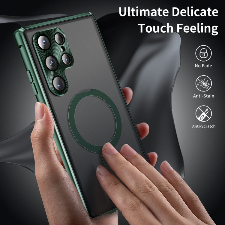 For Samsung Galaxy S24 Ultra 5G MagSafe Magnetic HD Frosted Tempered Glass Holder Phone Case(Green) - Galaxy S24 Ultra 5G Cases by PMC Jewellery | Online Shopping South Africa | PMC Jewellery