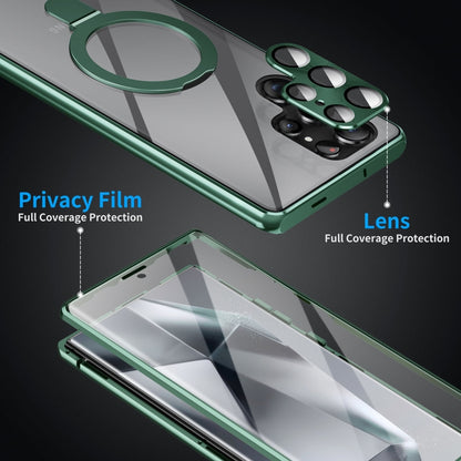 For Samsung Galaxy S24 Ultra 5G MagSafe Magnetic HD Frosted Tempered Glass Holder Phone Case(Green) - Galaxy S24 Ultra 5G Cases by PMC Jewellery | Online Shopping South Africa | PMC Jewellery