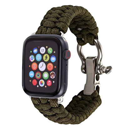 For Apple Watch Ultra 49mm / Series 8&7 45mm / SE 2&6&SE&5&4 44mm / 3&2&1 42mm Umbrella Cord Nylon Braided Watch Band(Green) - Smart Wear by PMC Jewellery | Online Shopping South Africa | PMC Jewellery