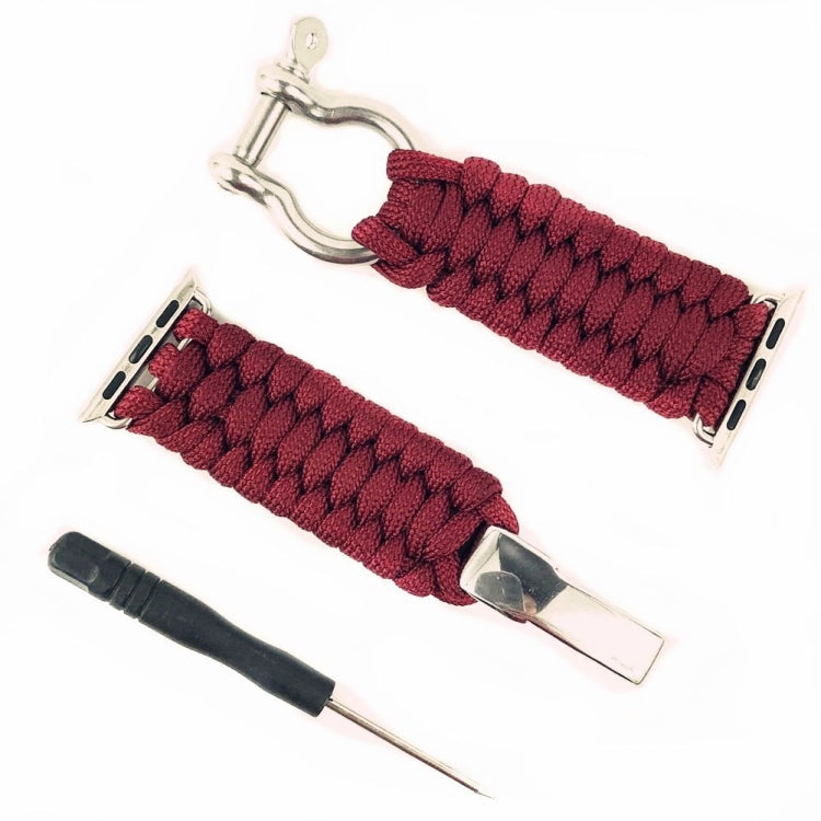 For Apple Watch Ultra 49mm / Series 8&7 45mm / SE 2&6&SE&5&4 44mm / 3&2&1 42mm Umbrella Cord Nylon Braided Watch Band(Red) - Smart Wear by PMC Jewellery | Online Shopping South Africa | PMC Jewellery