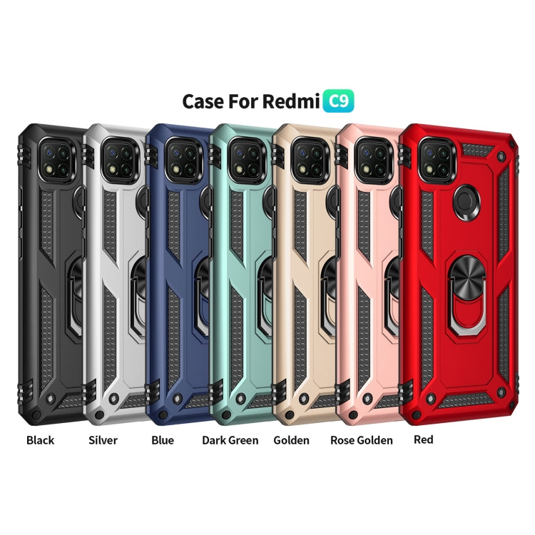 For Xiaomi Redmi 9C Shockproof TPU + PC Protective Case with 360 Degree Rotating Holder(Gold) - free shipping - PMC TechLife - Order now!