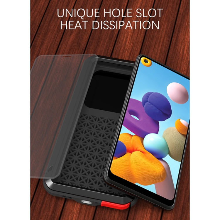 For Samsung Galaxy A21 (US Version) LOVE MEI Metal Shockproof Waterproof Dustproof Protective Case with Glass(Silver) - free shipping - PMC TechLife - Order now!