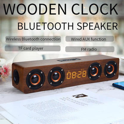 W8C Wooden Clock Subwoofer Bluetooth Speaker, Support TF Card & U Disk & 3.5mm AUX(Brown Wood) - Desktop Speaker by PMC Jewellery | Online Shopping South Africa | PMC Jewellery