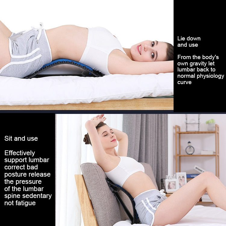 Lumbar Traction Stretching Device Posture Corrector Waist Support Spine Pain Relief Back Massage Stretcher(Black Blue) - free shipping - PMC TechLife - Order now!