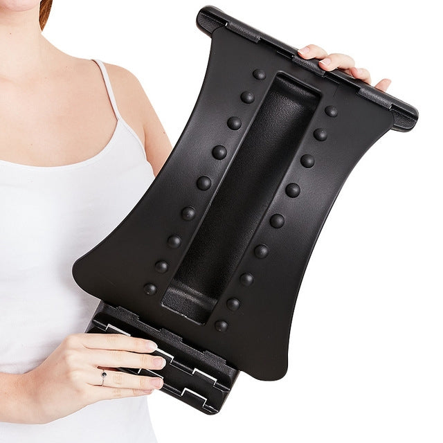 Lumbar Traction Stretching Device Posture Corrector Waist Support Spine Pain Relief Back Massage Stretcher(Black Blue) - free shipping - PMC TechLife - Order now!