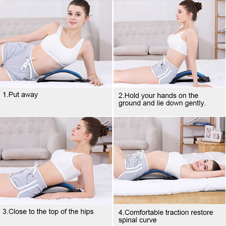 Lumbar Traction Stretching Device Posture Corrector Waist Support Spine Pain Relief Back Massage Stretcher(Black Blue) - free shipping - PMC TechLife - Order now!