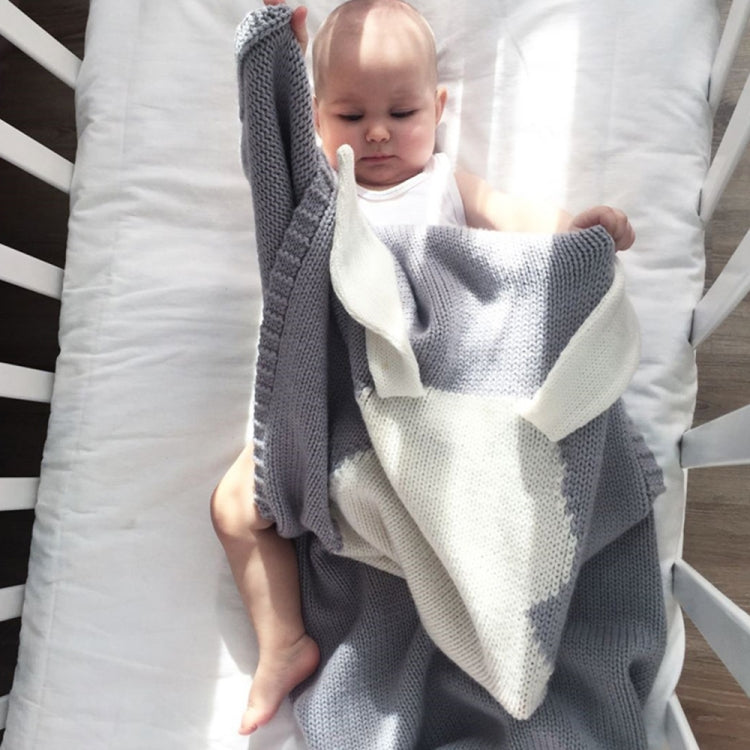 Rabbit Pattern Stereoscopic Ears Baby Knitted Blanket(Grey) - Towels & Burp Cloths by PMC TechLife | Online Shopping South Africa | PMC TechLife | Buy Now Pay Later Mobicred