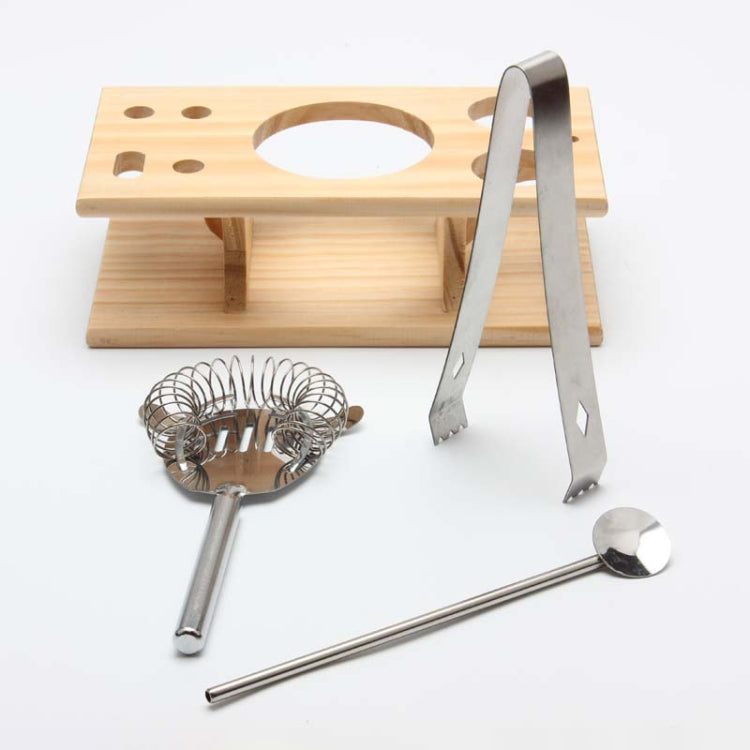 9 in 1 Stainless Steel Cocktail Shaker Tools Set with Wooden Mount, Capacity: 350ml - free shipping - PMC TechLife - Order now!