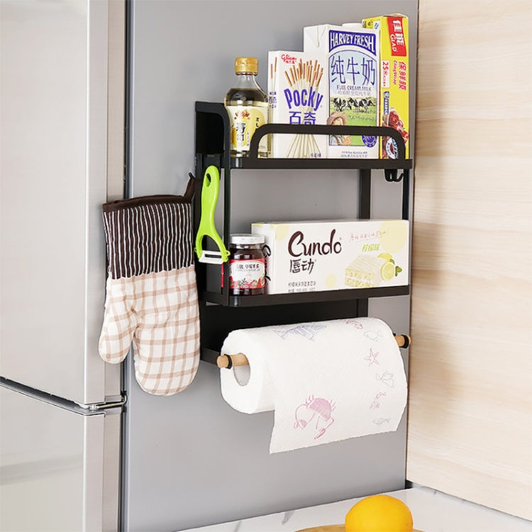 Kitchen Double Layers Magnetic Refrigerator Rack Storage Holder (Black) - Shelf by PMC TechLife | Online Shopping South Africa | PMC TechLife | Buy Now Pay Later Mobicred