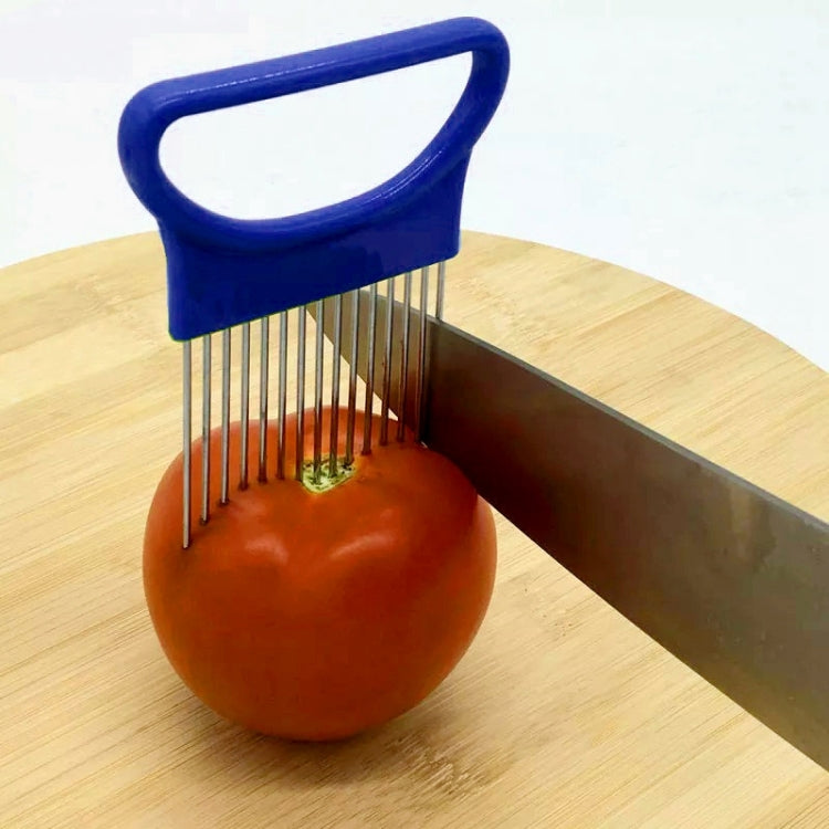 Stainless Steel Vegetable Onion Cutter Holder Meat Needle Kitchen Tools (Blue) - Gadgets by PMC TechLife | Online Shopping South Africa | PMC TechLife | Buy Now Pay Later Mobicred