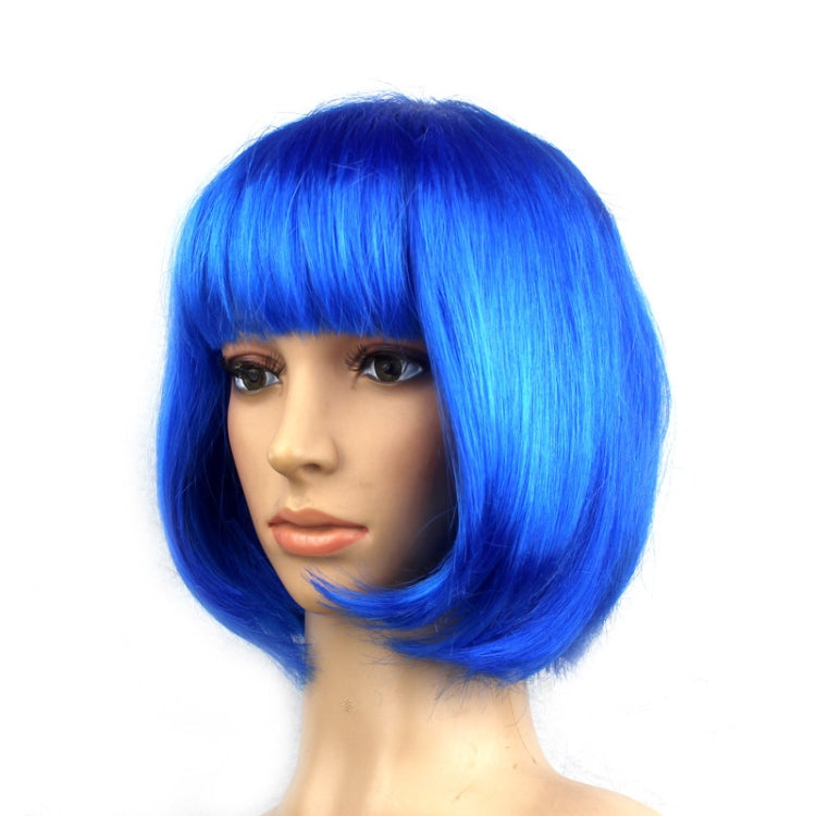 Party Cosplay Headwear Straight Short PET Wigs For Female(Royal Blue) - Wigs by PMC Jewellery | Online Shopping South Africa | PMC Jewellery