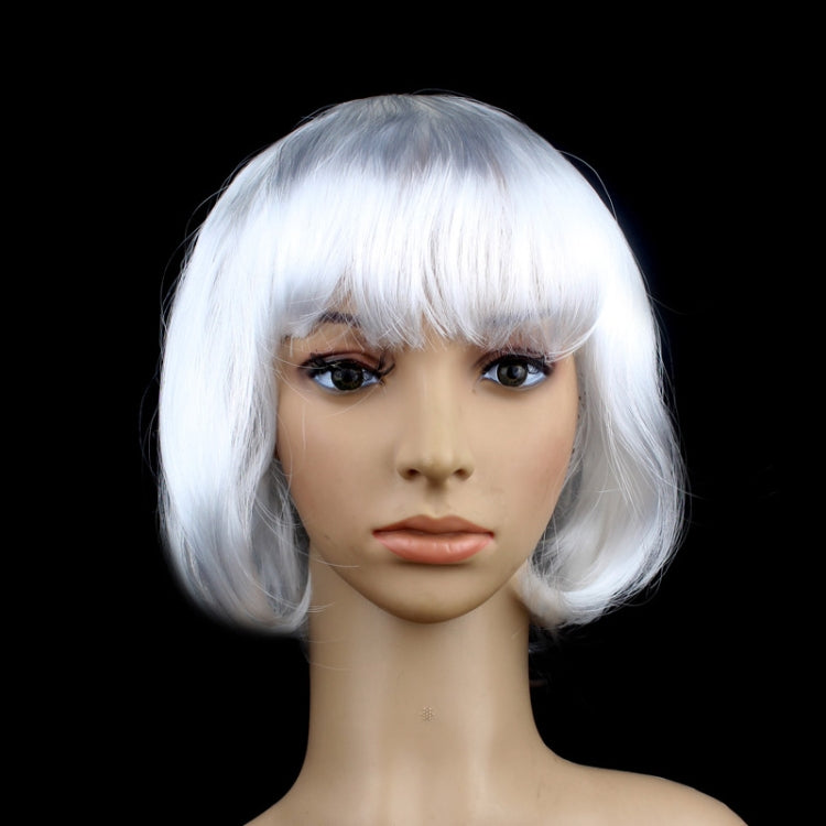 Party Cosplay Headwear Straight Short PET Wigs For Female(White) - Wigs by PMC Jewellery | Online Shopping South Africa | PMC Jewellery