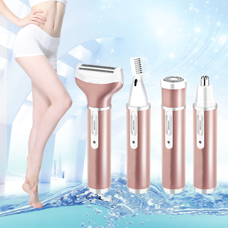 4 In 1  USB Rechargeable Vibrissa Eyebrows Trimmer Body Hair Denuding Machine Set(Rose Gold) - Electric Shavers by PMC Jewellery | Online Shopping South Africa | PMC Jewellery