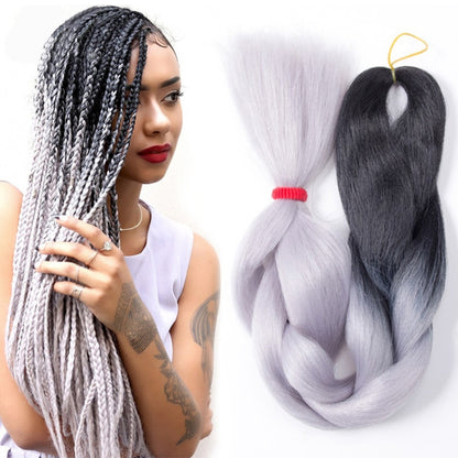 Fashion Color Gradient Individual Braid Wigs Chemical Fiber Big Braids, Length: 60cm(39 Black+Dark Purple) - Wigs by PMC Jewellery | Online Shopping South Africa | PMC Jewellery