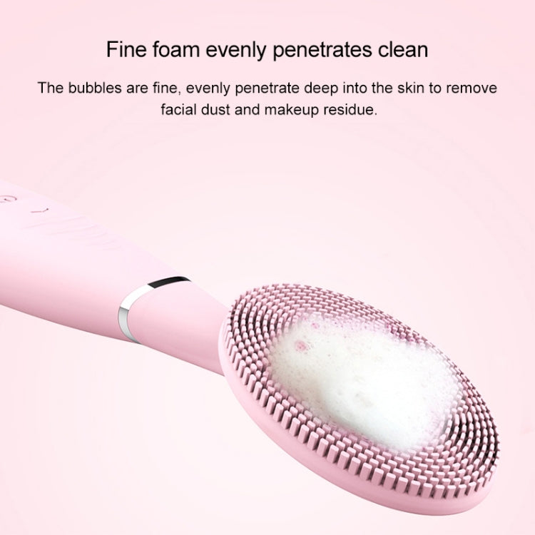 LSHOW YJK038 IPX6 Waterproof Hand-held Intelligent High Frequency Vibration Silicone Facial Cleaning Instrument(Pink) - Beauty Instrument by LSHOW | Online Shopping South Africa | PMC Jewellery | Buy Now Pay Later Mobicred