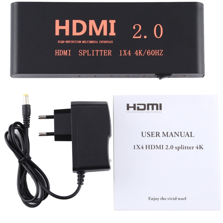 CY-042 1X4 HDMI 2.0 4K/60Hz Splitter, EU Plug - Splitter by PMC TechLife | Online Shopping South Africa | PMC TechLife