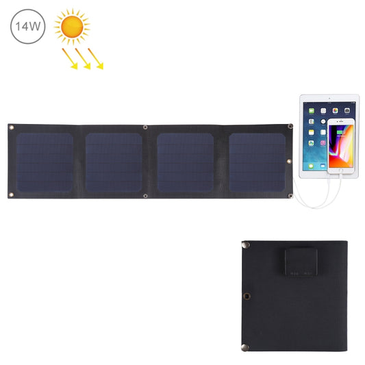 HAWEEL 14W 4-Fold ETFE Solar Panel Charger with 5V / 2.1A Max Dual USB Ports, Support QC3.0 and AFC(Black) - Charger by HAWEEL | Online Shopping South Africa | PMC Jewellery