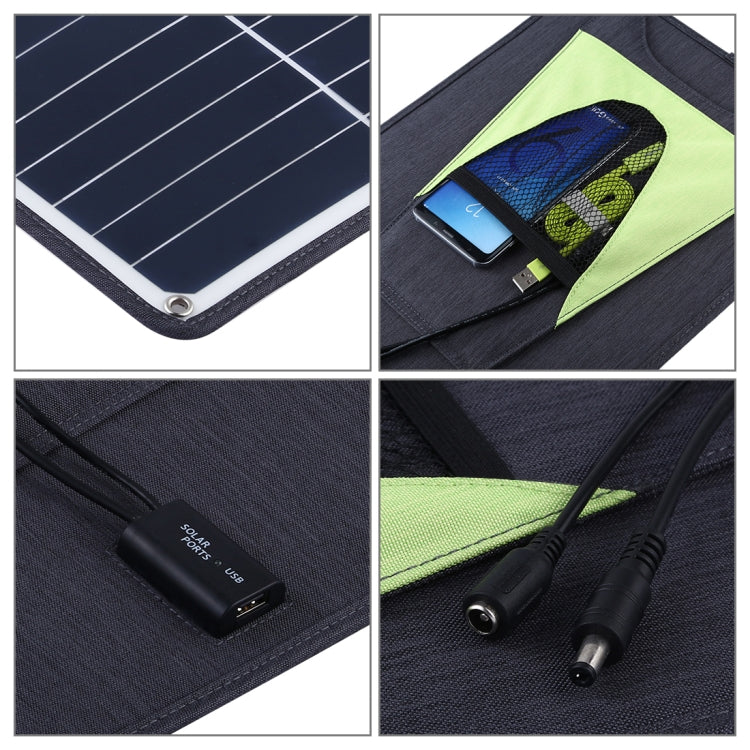 HAWEEL 3 PCS 20W Monocrystalline Silicon Solar Power Panel Charger, with USB Port & Holder & Tiger Clip, Support QC3.0 and AFC(Black) - Charger by HAWEEL | Online Shopping South Africa | PMC Jewellery | Buy Now Pay Later Mobicred