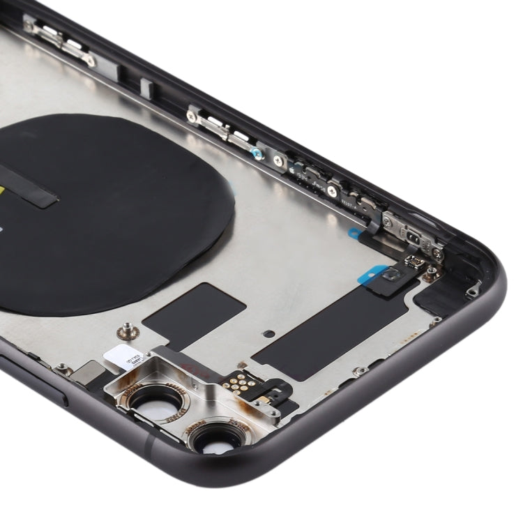 Battery Back Cover Assembly (with Side Keys & Power Button + Volume Button Flex Cable & Wireless Charging Module & Motor & Charging Port & Speaker Ringer Buzzer & Card Tray & Camera Lens Cover) for iPhone 11(Black) - Back Cover by PMC TechLife | Online Shopping South Africa | PMC TechLife