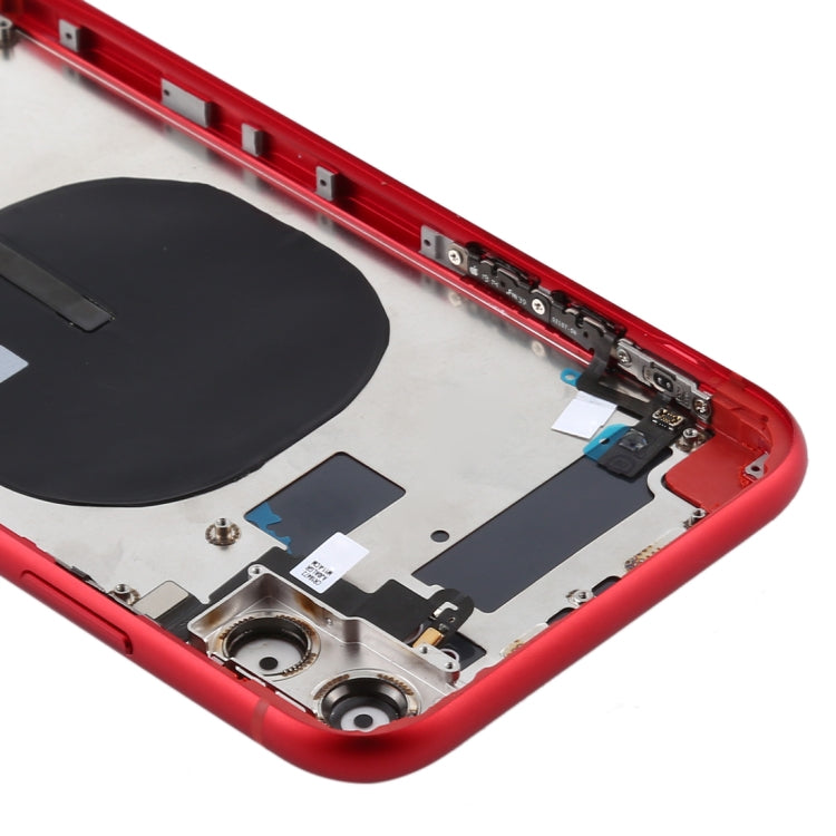 Battery Back Cover (with Side Keys & Card Tray & Power + Volume Flex Cable & Wireless Charging Module) for iPhone 11(Red) - Back Cover by PMC TechLife | Online Shopping South Africa | PMC TechLife