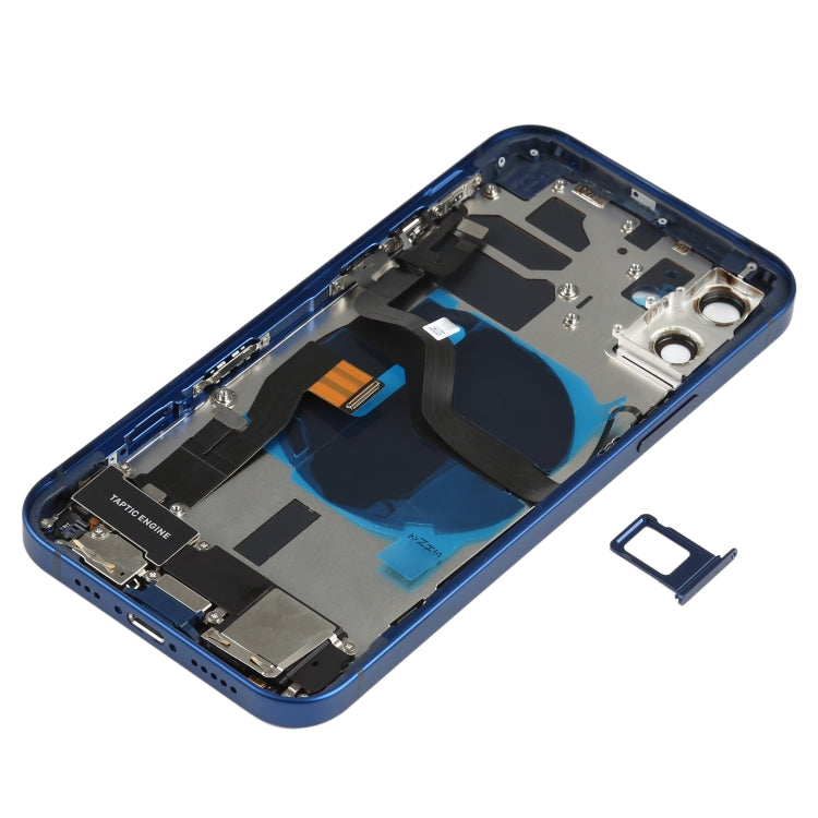 Battery Back Cover Assembly (with Side Keys & Speaker Ringer Buzzer & Motor & Camera Lens & Card Tray & Power Button + Volume Button + Charging Port & Wireless Charging Module) for iPhone 12(Blue) - Back Cover by PMC TechLife | Online Shopping South Africa | PMC TechLife