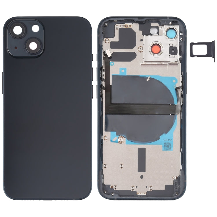 For iPhone 13 Battery Back Cover with Side Keys & Card Tray & Power + Volume Flex Cable & Wireless Charging Module(Black) - Back Cover by PMC TechLife | Online Shopping South Africa | PMC TechLife