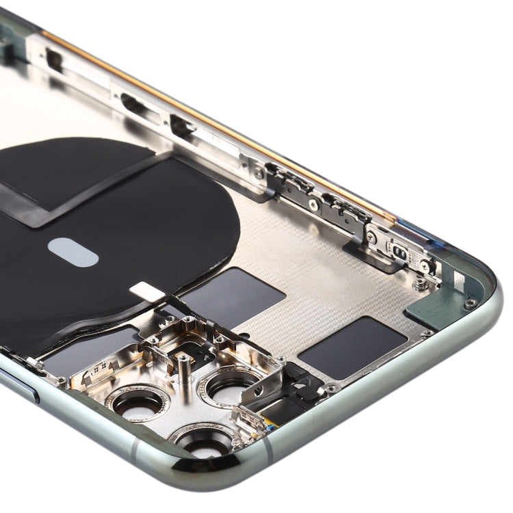 Battery Back Cover (with Side Keys & Card Tray & Power + Volume Flex Cable & Wireless Charging Module) for iPhone 11 Pro(Green) - Back Cover by PMC TechLife | Online Shopping South Africa | PMC TechLife