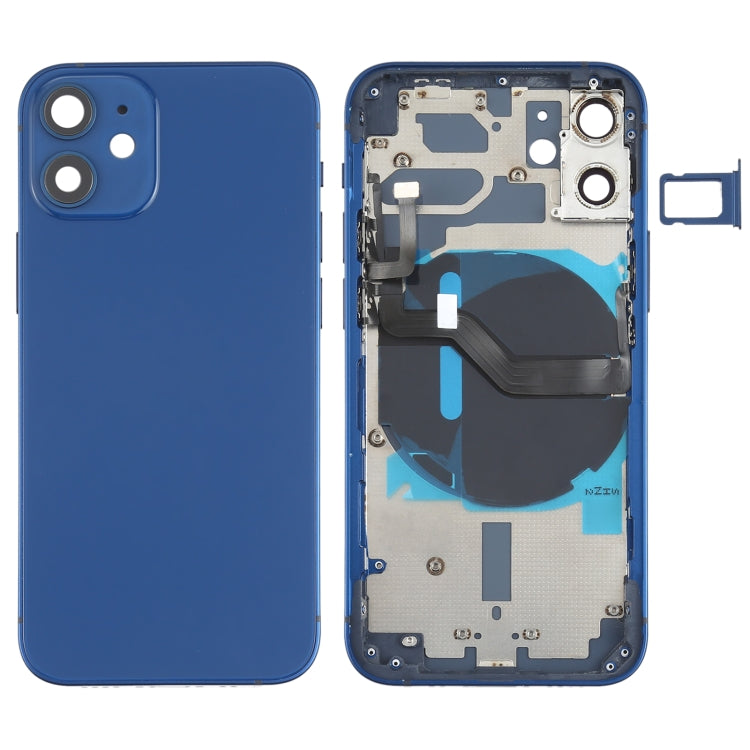 Battery Back Cover (with Side Keys & Card Tray & Power + Volume Flex Cable & Wireless Charging Module) for iPhone 12 Mini(Blue) - Back Cover by PMC TechLife | Online Shopping South Africa | PMC TechLife | Buy Now Pay Later Mobicred