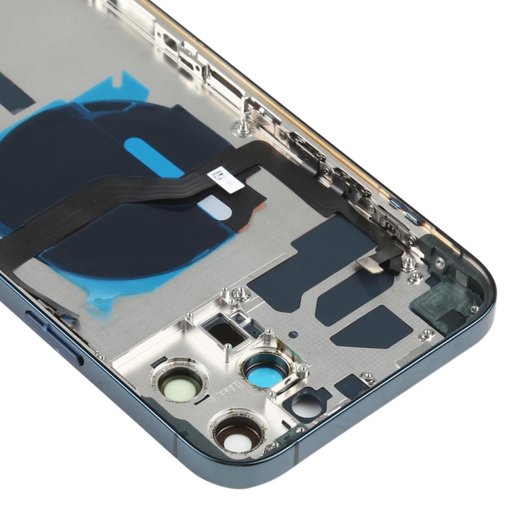 Battery Back Cover (with Side Keys & Card Tray & Power + Volume Flex Cable & Wireless Charging Module) for iPhone 12 Pro Max(Blue) - Back Cover by PMC TechLife | Online Shopping South Africa | PMC TechLife