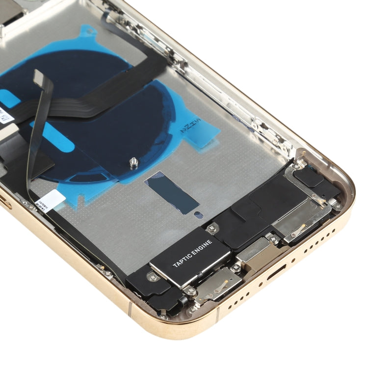 Battery Back Cover Assembly (with Side Keys & Speaker Ringer Buzzer & Motor & Camera Lens & Card Tray & Power Button + Volume Button + Charging Port & Wireless Charging Module) for iPhone 12 Pro Max(Gold) - Back Cover by PMC TechLife | Online Shopping South Africa | PMC TechLife