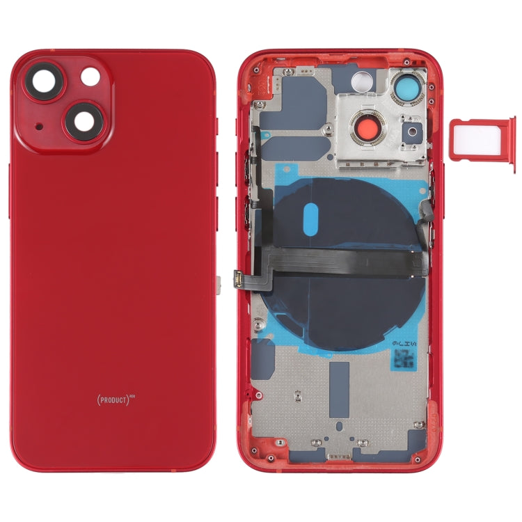 For iPhone 13 mini Battery Back Cover with Side Keys & Card Tray & Power + Volume Flex Cable & Wireless Charging Module(Red) - Back Cover by PMC TechLife | Online Shopping South Africa | PMC TechLife